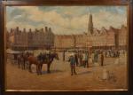 Félix PLANQUETTE (1873-1964)
La grande place d'Arras, le marché
Huile sur toile...