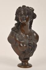 Jean-Baptiste CLESINGER (1814-1883)
Buste de Bacchanale
Epreuve en bronze à patine brun...