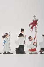 La Procession, onze figurines
en étain plat peint. Entre 7 et...