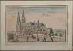 Ecole du XVIIIe 
La cathédrale de Chartres
Vue d'optique encadrée sous...