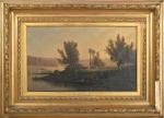 Auguste ANASTASI (1820-1859)
Vaches en bord de rivière, 1852
Huile sur toile...