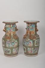 Canton XIXe
Paire de vases de forme balustre en porcelaine à...