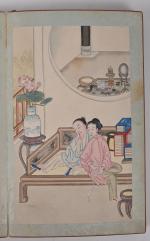 CHINE - XIXe siècle
Album comprenant douze encres et couleurs sur...