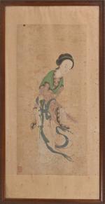 CHINE - XIXe siècle 
Portrait de femme 
Aquarelle sur papier...