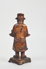 CHINE - Dynastie MING  (1368 - 1644)
Statuette d'attendant debout...