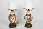 Paire de lampes en porcelaine de Chine XIXe siècle 
à...