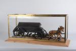 Maquette d'attelage militaire :
chariot avec caisson, porte munition, caisson ouvrant...