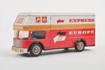 Joustra, Express Europe, car mécanique 
(fonctionne) en tôle lithographiée rouge,...