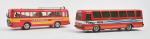 Joustra, Eurobus, deux bus (variantes) mécaniques 
en tôle lithographiée, l'un...