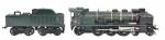 A.S, locomotive Pacific 231 K8
verte et noire avec pare-fumée, dépôt...
