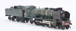A.S, locomotive Pacific 231 K8
verte et noire avec pare-fumée, dépôt...