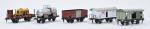 Buco, 5 wagons de marchandises 
à essieux, l. 18 cm...