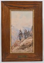 Pierre COMBA (1859-1934)
Chasseurs alpins
aquarelle signée en bas à droite.
Dans un...