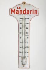 Le Mandarin
Thermomètre émaillé, 49 x 22.5 cm. (manque la colonne).