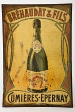 Champagne Bréhaudat & Fils Cumières-Epernay
Tôle estampée (état grenier), 44 x...