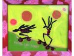 Ghislaine CAZES (1961)  "Kosmic love rabbit" Peinture sur verre....