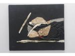 Michel AVIGNON (1932-1997) "Blanc et noir dominant" Huile sur toile...