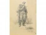 Etienne Prosper BERNE-BELLECOUR (1838 - 1910) "Officier de chasseur" Plume...