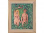 Anton KRUYSEN (1898-1977) "Adam et Eve" huile sur toile datée...