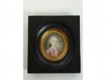Portrait d'homme d'époque Louis XVI au gilet rose Miniature ovale...