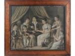 Ecole française début XIXème  "Portrait de famille : couple...