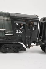 M.T.H, locomotive américaine type 1-4-4-2
grise et noire, électrique trois rails,...