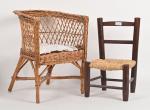 Fauteuil et chaise en bois et osier,
pour enfant ou grande...