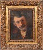 Ecole fin XIXe
Portrait d'homme à la moustache
Huile sur toile (rentoilée)
A...