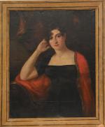 Ecole du XIXe
Femme à l'étole rouge
Huile sur toile (restaurations, empiècements,...