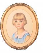 Ch. VARNIER (XXe)
Portrait de fillette blonde, 1930
Pastel à vue ovale
Signé...