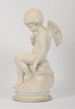 Guglielmo PUGI (1850-1915)
Amour pensif
Marbre blanc 
H. 55 cm.