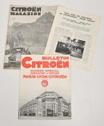 Ensemble de 3 documents Citroën : 
1. Bulletin Citroën du...