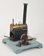 J.C, petite machine à vapeur 
avec chaudière horizontale sur socle...
