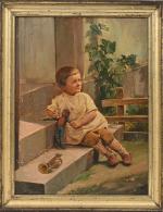 École du XIXe siècle
Garçon et sa poupée
Huile sur carton fort....