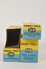 CORGI TOYS quatre boîtes vides réf. 219-214S-357 (manque les abattants...