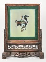 CHINE - Moderne
Fixé-sous-verre représentant un cavalier et son cheval.
Monté en...