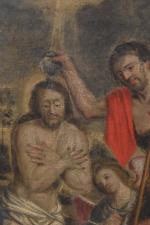 Ecole du XVIIIe
Le baptême du Christ
Huile sur toile découpée et...