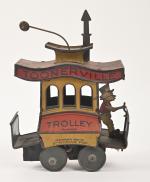Allemagne, Trolley humoristique
"Toonerville", jouet mécanique en tôle lithographiée. Copyright 1922...