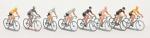 Huit coureurs cyclistes
en aluminium. 5,5 cm.