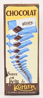 Chocolat Kohler
Plaque émaillée eas à oreilles. Eclat.
48 x 18 cm.