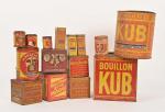 Bouillon Kub
Sept boîte en tôle lithopgraphié, divers modèles.
On y joint...