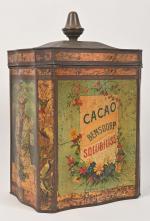 Cacao Bensdorp
Grande boîte de comptoirs en tôle lithographiée, H. 35...