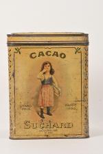 Cacao Suchard
Grande boîte en tôle lithographiée de comptoir, H. 35...