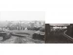 6 photographies de chemin de fer en noir et blanc,...