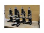 Cinq microscopes Vaast, tourelle à trois optiques