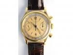 Montre bracelet d'homme chronographe à tachymètre en or jaune 18