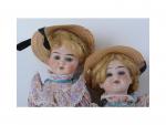 Deux poupées tête porcelaine allemande
