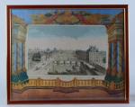 Ecole du XVIIIe siècle
Deux vues d'optique réhaussées dans des encadrements...