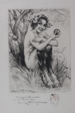 Maurice MILLIERE (1871-1946) 
Faunesse. 
Gravure signée dans la planche et...