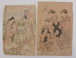 Katsukawa Shuncho (actif 1770-1790)
Deux oban tate-e, geisha accompagnées de leur...
